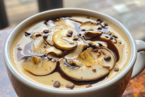 Image of a cup of mushroom coffee with steam rising: "A steaming cup of mushroom coffee, showcasing its earthy tones and rich aroma.