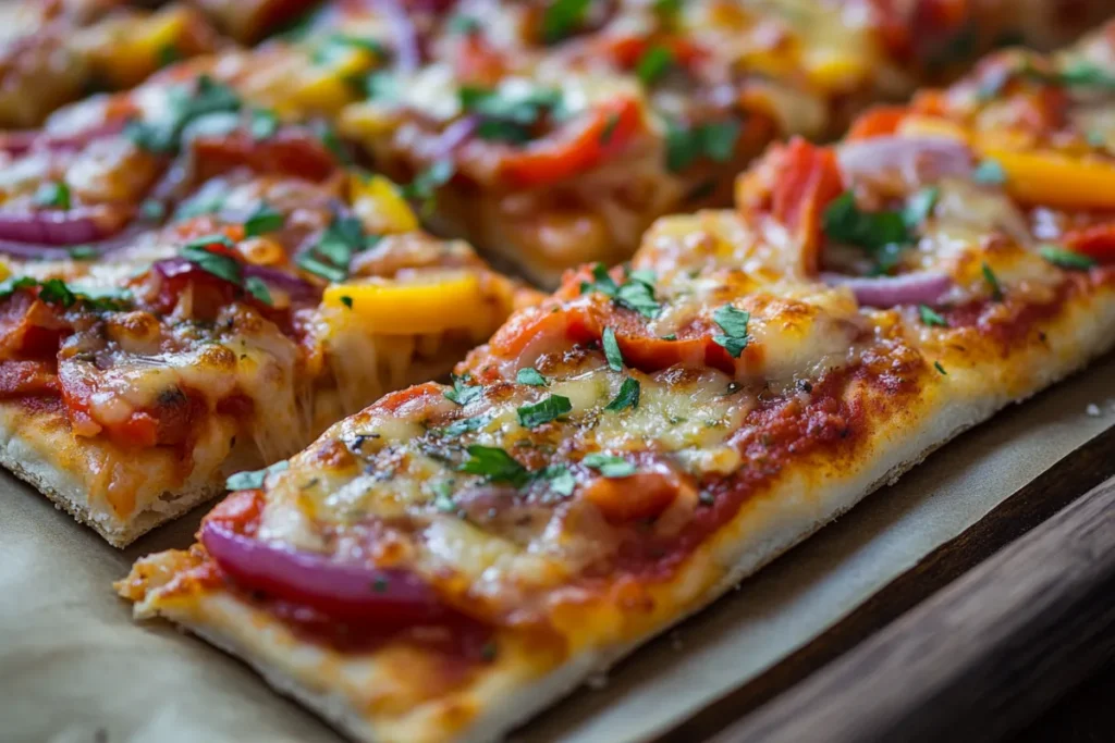 A crispy homemade Mexican pizza topped with refried beans, seasoned ground beef, melted cheese, diced tomatoes, and sliced jalapeños