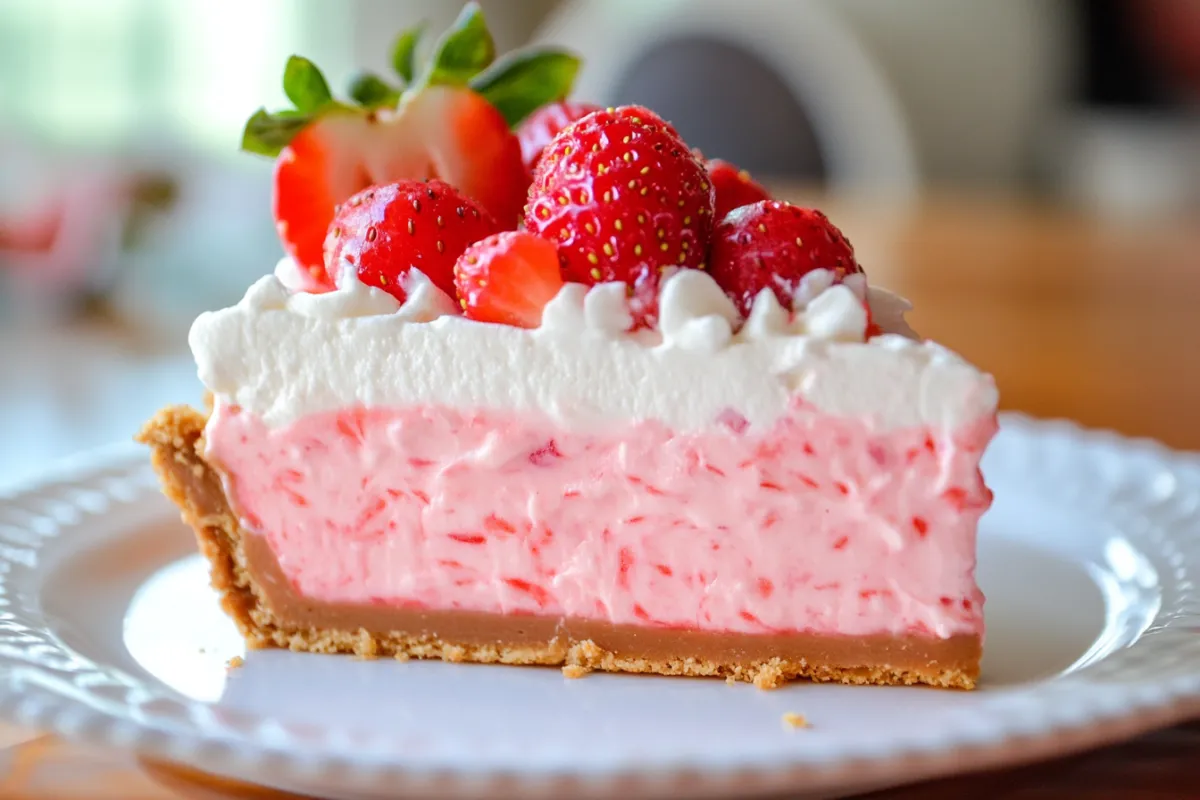 Layered Strawberry Cheesecake Snickers with fresh strawberries and chopped Snickers bars on a graham cracker crust.