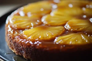  Flipping a perfectly baked pineapple upside-down cake onto a serving platter