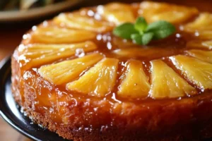  Flipping a perfectly baked pineapple upside-down cake onto a serving platter