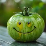 Green Zebra tomatoes sliced for frying