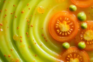 Green Zebra tomatoes sliced for frying